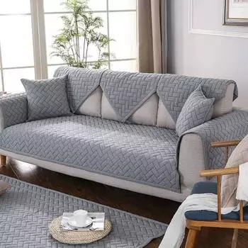 Однотонная диванная подушка, хлопковое нескользящее хлопковое полотенце для дивана на четыре сезона, 5 цветов 70*70