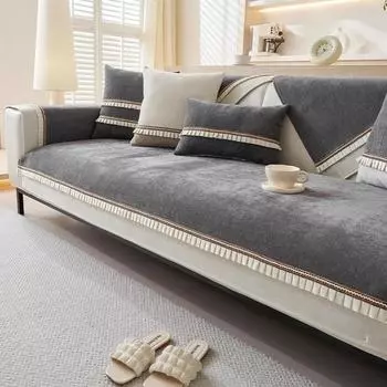 Однотонная диванная подушка из синели с кистями, универсальный чехол для дивана Four Seasons, противоскользящая подушка, коврик для дивана для украшения гостиной 70x70