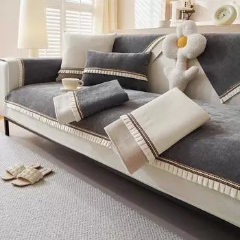 Однотонная диванная подушка из синели с кистями, универсальный чехол для дивана Four Seasons, противоскользящая подушка, коврик для дивана для украшения гостиной 70x70cm 1pcs