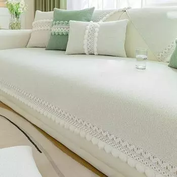 Однотонная диванная подушка из синели, всесезонная универсальная, простой современный чехол для дивана, противоскользящая и грязеотталкивающая комбинированная диванная подушка 70*70