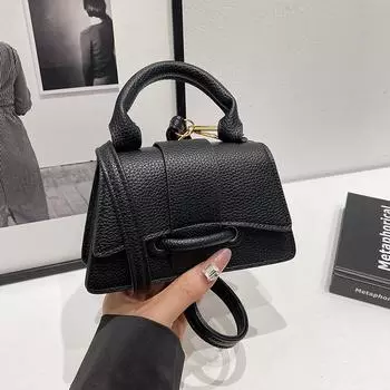 Однотонная французская сумочка Мини-сумка 2025 года, высококачественная квадратная сумка-мессенджер через плечо чёрный