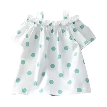 Однотонная футболка для маленьких девочек, топы с принтом в горошек, комплект одежды без рукавов XXL