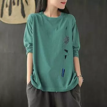 Однотонная футболка с длинными рукавами для женщин Design Sense 2025 Новая модная базовая рубашка на весну и осень M белый