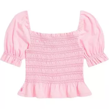 Однотонная футболка с коротким рукавом и оборками Polo Ralph Lauren Детские топы Розовый 100046679 XL
