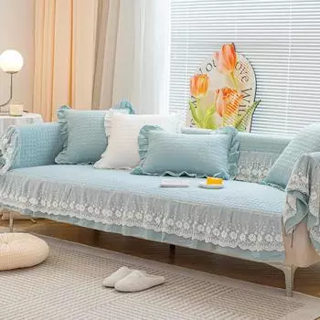 Однотонная хлопковая подушка для дивана, французское кружево, нескользящий хлопок, универсальная ткань Four Seasons, чехол для дивана, полотенце, подушки для сидения 70*70cm+15cm