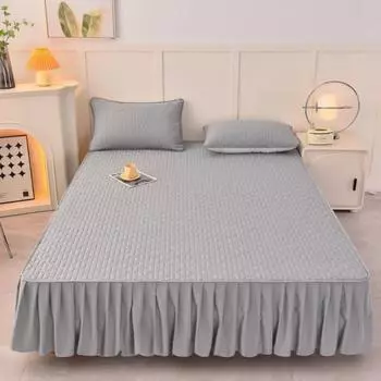 Однотонная хлопковая простыня на резинке, покрывало 2 в 1, пылезащитный чехол для матраса в современном минималистском стиле, защита от пыли 90x200cm 3pcs