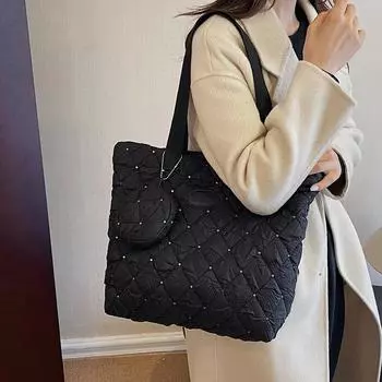 Однотонная хлопковая сумка для покупок с застежкой-молнией. Большая вместительная сумка Diamond Grade. Универсальная сумка через плечо для поездок на работу. Новая.