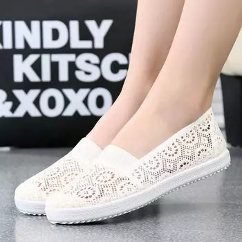 Однотонная хлопково-льняная обувь, женская обувь, кроссовки с дышащей нитью, пустая сетка, женские повседневные туфли с сеткой, ленивая сетка 40 бежевый