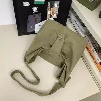 Однотонная холщовая сумка через плечо на молнии, модная сумка через плечо, мягкая, универсальная, милая дорожная сумка