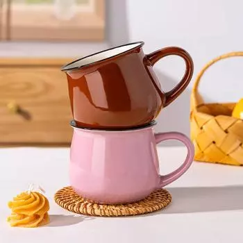 Однотонная керамическая чашка для молока 300/400 мл, чайная чашка, посуда для напитков, кофейная кружка, подарок на День святого Валентина S жёлтый