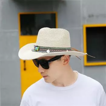 Однотонная ковбойская шляпа в стиле вестерн, соломенная шляпа с широкими полями, простая ковбойская шляпа в стиле джаз для улицы бронзовый