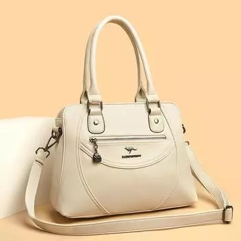 Однотонная кожаная сумка для женщин, большая вместимость, роскошная сумка через плечо для женщин, сумки через плечо