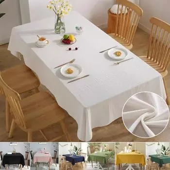 Однотонная круглая хлопковая скатерть для кухни, столовой, фермерского стола, украшения для дня рождения, покрытия стола 90x90cm