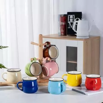 Однотонная кружка для кофе 300/400 мл, классическая керамическая чашка для молока, гостиная S