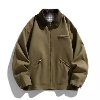 Однотонная куртка для мужчин и женщин, весна и осень, новая повседневная куртка свободного покроя в стиле ретро, куртка для мужчин S