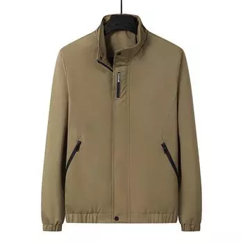 Однотонная куртка для весны и осени, мужская, с воротником-стойкой, модная, спортивная и для отдыха, ветрозащитная, тонкая, мужская куртка M чёрный