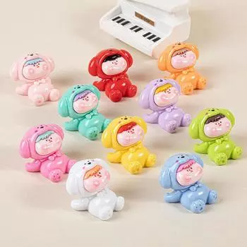 Однотонная лежащая медвежонок Лилит мини фигурка случайный 1 шт настольный милый мультяшный декоративный орнамент аксессуары из смолы разноцветный
