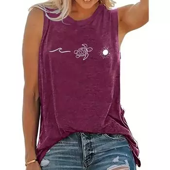 Однотонная майка с графическим принтом, повседневная майка без рукавов с круглым вырезом для весны и лета, женская одежда S