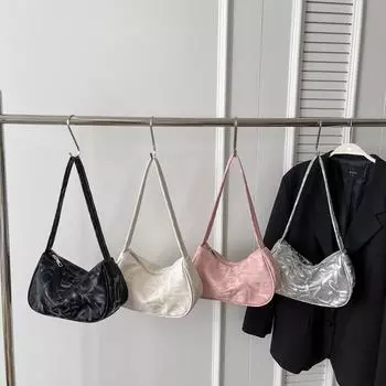 Однотонная маленькая сумка для женщин на лето, новая фактурная сумка через плечо, большая вместимость, корейская версия, нишевая простая модная сумка через подмышку