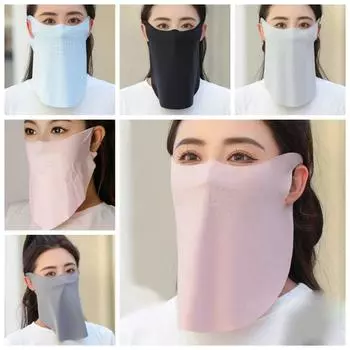 Однотонная маска из ледяного шелка с защитой от ультрафиолета, эластичная солнцезащитная маска для шеи на открытом воздухе синий