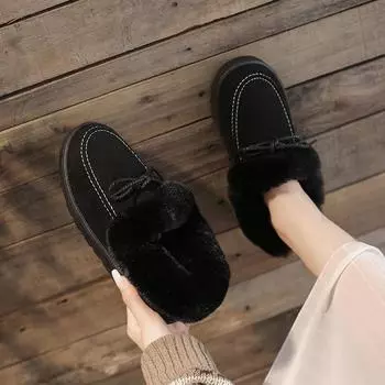 Однотонная меховая женская обувь, женская зимняя хлопковая обувь, плюшевые теплые зимние сапоги, женские повседневные короткие сапоги на плоской подошве 36 розовый