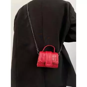 Однотонная мини-сумка через плечо для женщин, классическая сумка из искусственной кожи с клапаном, квадратная упаковка, женская сумка для наушников с помадой