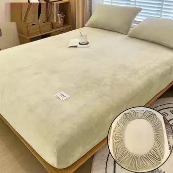 Однотонная молочная бархатная простыня на резинке, мягкая, удобная, защитная наволочка для матраса, осенне-зимний теплый чехол для матраса для спальни 90cmx200cmx30cm