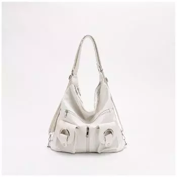 Однотонная мягкая кожаная женская сумка через плечо, женская, корейский стиль, простая, индивидуальная сумка-тоут 2024, зимняя, большая вместимость, многофункциональная женская сумка бежевый