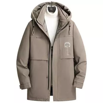 Однотонная мужская куртка на белом утином пуху со съемной подкладкой, простая повседневная зимняя теплая куртка для людей молодого и среднего возраста M чёрный