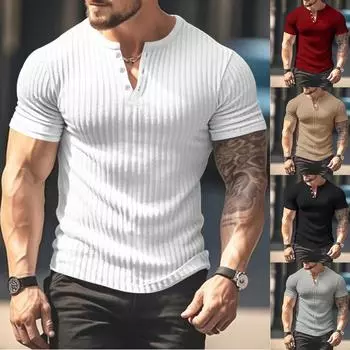 Однотонная мужская новая летняя рубашка с коротким рукавом, повседневная трикотажная футболка XXXL