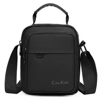 Однотонная мужская сумка многослойная на плечо кроссбоди чёрный