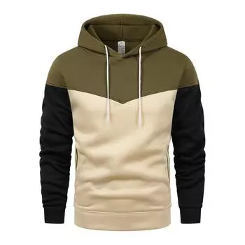 Однотонная мужская толстовка Splicing с капюшоном, теплая флисовая мужская толстовка, модная уличная повседневная мужская свободная дышащая толстовка с капюшоном от бренда S жёлтый