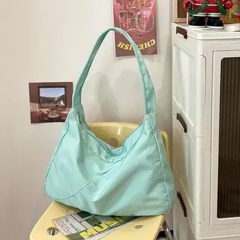 Однотонная нейлоновая сумка через плечо на молнии для женщин, простая модная сумка через плечо, мягкая универсальная сумка для поездок на работу, высокое качество