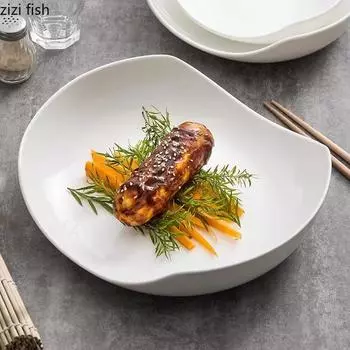 Однотонная нестандартная керамическая тарелка Тарелка для пасты и салата Десертная тарелка для закусок Молекулярная кулинария Ресторан Специальная столовая посуда