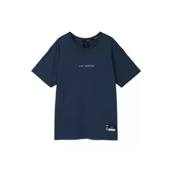 Однотонная однотонная футболка с короткими рукавами и круглым вырезом Fragment Design x Jordan, азиатская версия, мужские топы синего цвета DA2986-414 S