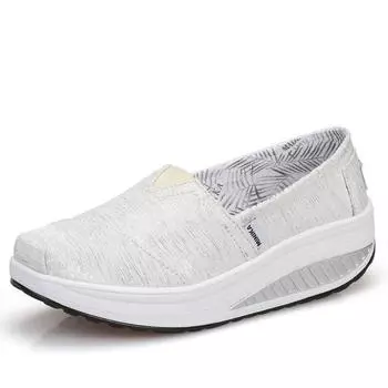 Однотонная парусиновая обувь для женщин, весенние повседневные лоферы с круглой головкой, легкие прогулочные кроссовки больших размеров Zapatillas Con Plataforma