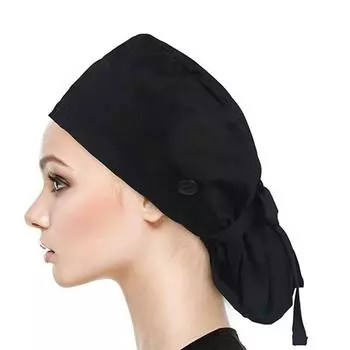 Однотонная печатная шапочка медсестры, регулируемая моющаяся рабочая шапочка, женская шапочка с хвостиком, удобная дышащая шапочка для девочек One Size зелёный