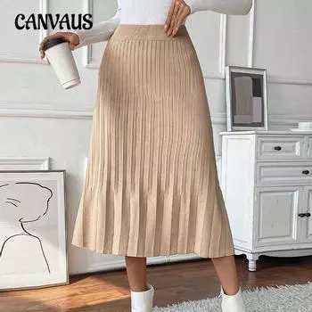 Однотонная плиссированная юбка-полуториана Temperament Commuter плиссированная тонкая юбка для осени и зимы S хаки