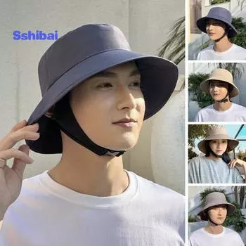 Однотонная плоская купольная дышащая подкладка ветрозащитная пряжка шляпа рыбака унисекс широкополая шляпа от солнца модные аксессуары серый