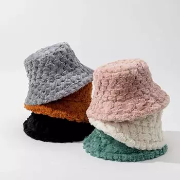 Однотонная плюшевая рыбацкая шапка, женская осенне-зимняя, новая универсальная шапка-тазик, теплая и ветрозащитная модная шапка 56-58CM покинуть белый