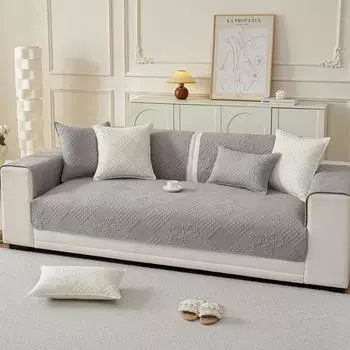 Однотонная подушка для дивана Four Seasons из чистого хлопка, нескользящая подушка для дивана, универсальная современная вышитая ткань, чехол для дивана 70x70cm 1pcs