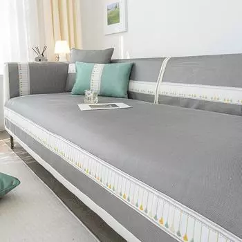 Однотонная подушка для дивана из ледяного шелка, летняя нескользящая подушка для дивана в гостиной, универсальный кожаный чехол для дивана, защитная мебель 70x70cm 1pcs хаки