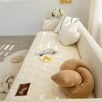 Однотонная подушка для дивана из шенилла, защитный чехол для дивана, современный чехол для дивана, устойчивый к царапинам от кошек, нескользящий, утолщенный, для дома, гостиной 50x50cm 1pcs