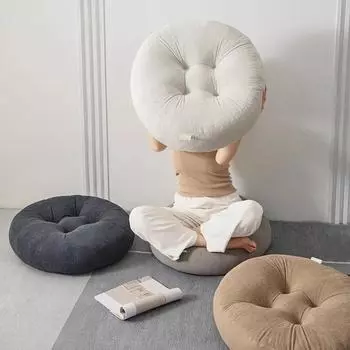 Однотонная подушка для сиденья, круглая, большая, подушки для сидения взрослых, стеганые, вельветовые, напольные подушки, татами для гостиной 45x45x12cm