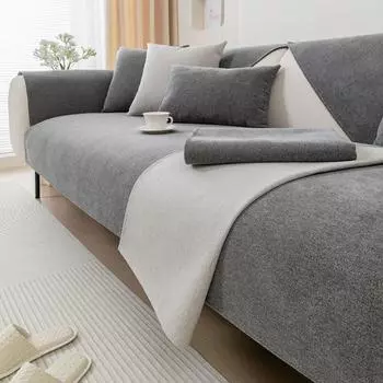 Однотонная подушка из хлопка и льна, чехол для дивана, гостиная, спинка дивана, полотенце, универсальный для всех сезонов, утолщенный нескользящий коврик для дивана 30x50cm pillowcase темно-серого