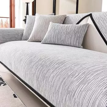 Однотонная полосатая подушка для дивана в гостиную из шенилла, простая нескользящая подушка для дивана, подлокотник, спинка, универсальный чехол для дивана, декор A 70x70