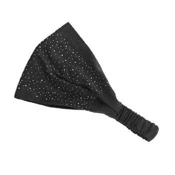 Однотонная повязка на голову с широким краем и стразами, с эластичной лентой сзади для женщин Size fits all