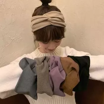 Однотонная повязка на голову с широким краем, эластичный узел, тюрбаны, модная повязка на голову с крестом для женщин чёрный