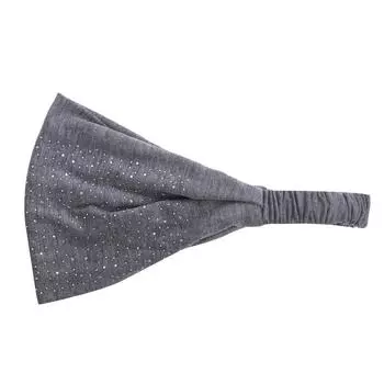 Однотонная повязка на голову со стразами, широкая эластичная повязка для волос, женская спортивная повязка для йоги, головной убор. серый