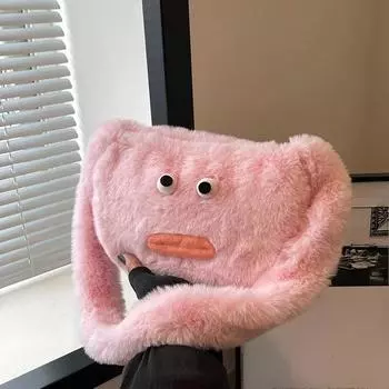 Однотонная повседневная плюшевая милая женская сумка через плечо, модная сумка через плечо, элегантная универсальная милая женская сумка чёрный